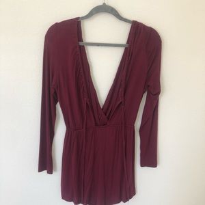 Maroon Deep V Romper